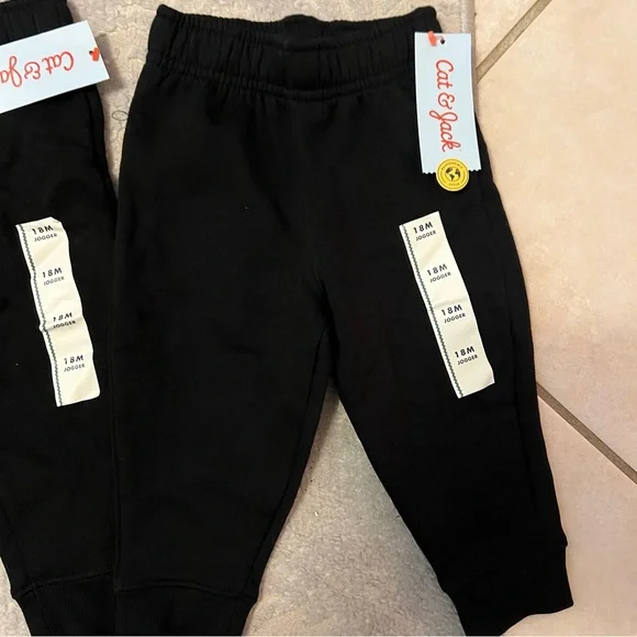 Cat & Jack Classic Black Kids Sweatpants lot of 2 - Picture 3 of 4